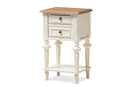 Gosford Style Weathered Oak and White Wash Distressed FinishTwo-Tone Nightstand Baxton