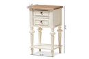 Gosford Style Weathered Oak and White Wash Distressed FinishTwo-Tone Nightstand Baxton