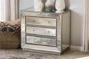 Veronica Mirrored 3-Drawer Cabinet Baxton