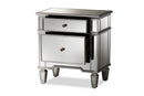 Gothard Mirrored 2-Drawer End Table Baxton