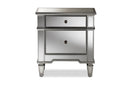 Gothard Mirrored 2-Drawer End Table Baxton