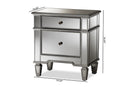 Gothard Mirrored 2-Drawer End Table Baxton