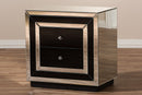 Fantine Mirrored 2-Drawer End Table Baxton