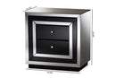 Fantine Mirrored 2-Drawer End Table Baxton