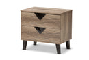 Brown Light Brown Wood 2-Drawer Nightstand Baxton