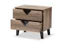 Brown Light Brown Wood 2-Drawer Nightstand Baxton