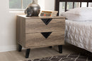 Brown Light Brown Wood 2-Drawer Nightstand Baxton