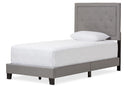 Sadler Gray Fabric Upholstered Twin Size Tufting Bed Baxton