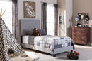 Sadler Gray Fabric Upholstered Twin Size Tufting Bed Baxton