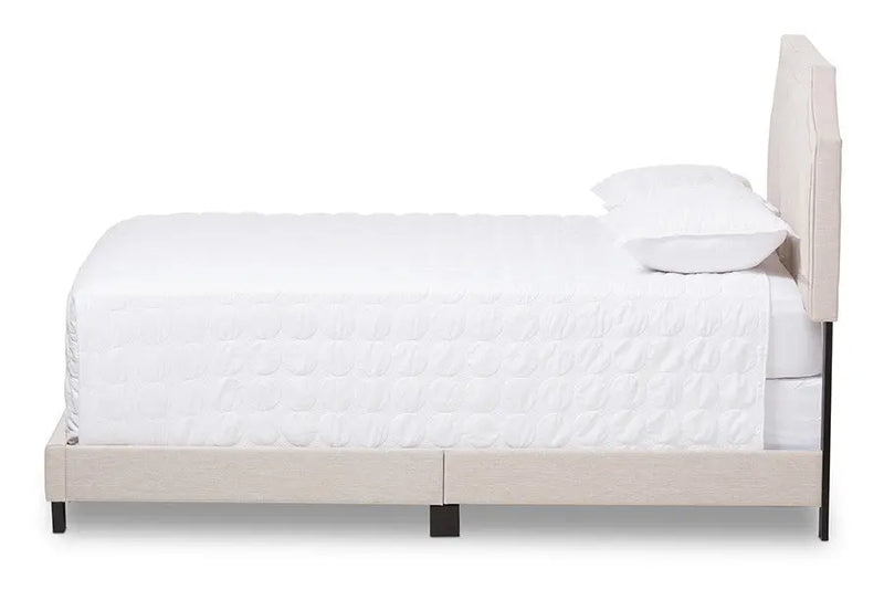Willis Light Beige Fabric Upholstered Box Spring Bed (Queen) iHome Studio