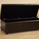 Davet Brown Faux Leather Storage Bench Ottoman w/Stitching Baxton