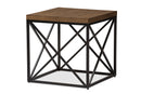 Junius Industrial Antique Bronze End Table w/Geometric Patterns Base Baxton