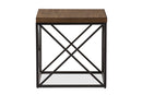 Junius Industrial Antique Bronze End Table w/Geometric Patterns Base Baxton