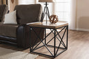 Junius Industrial Antique Bronze End Table w/Geometric Patterns Base Baxton