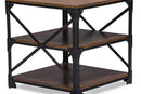 Howell Industrial Antique Bronze Metal and Distressed Wood End Table Baxton
