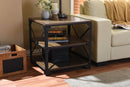 Howell Industrial Antique Bronze Metal and Distressed Wood End Table Baxton