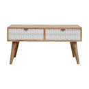 Sleek White Carved Coffee Table