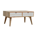 Sleek White Carved Coffee Table