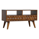 Chestnut Cube Carved TV Unit