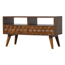Chestnut Cube Carved TV Unit