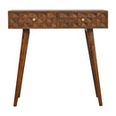 Chestnut Diamond Carve Console Table