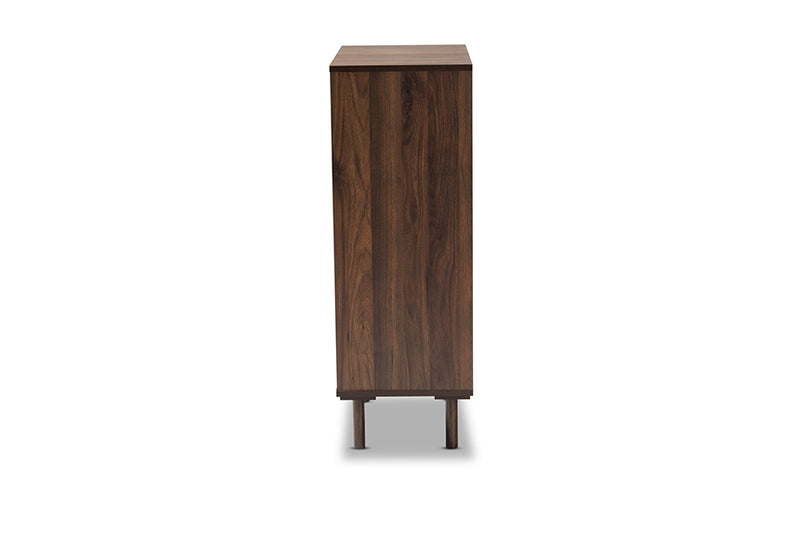 Emory Two-Tone Walnut Brown/White Finished Wood 2-Door Shoe Cabinet iHome Studio