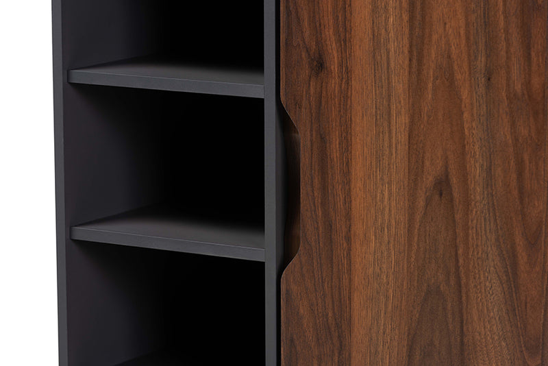 Roland Two-Tone Walnut Brown/Grey Finished Wood 1-Door Shoe Cabinet iHome Studio