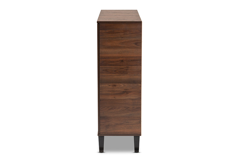 Roland Two-Tone Walnut Brown/Grey Finished Wood 2-Door Shoe Cabinet iHome Studio