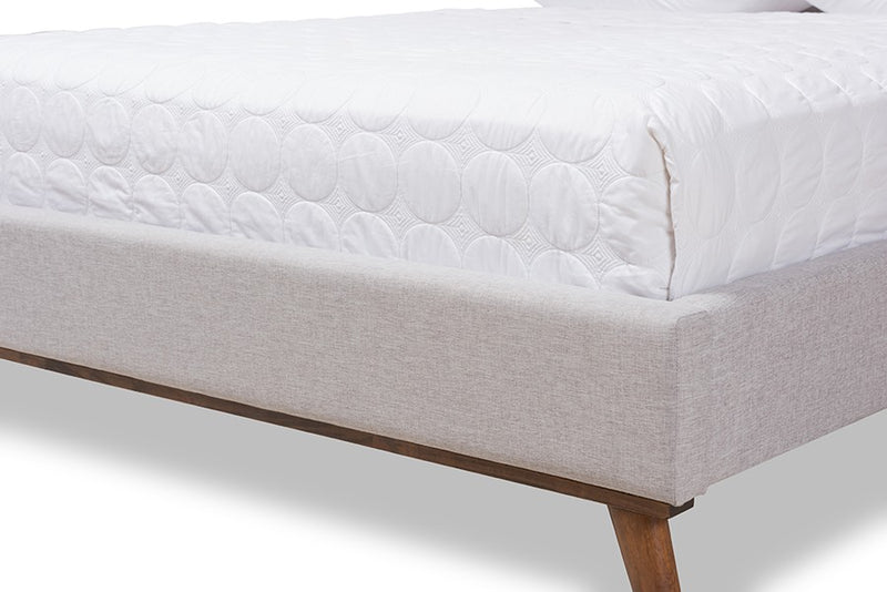 Valencia Greyish Beige Fabric Platform Bed w/Button Tufted Headboard (King) iHome Studio