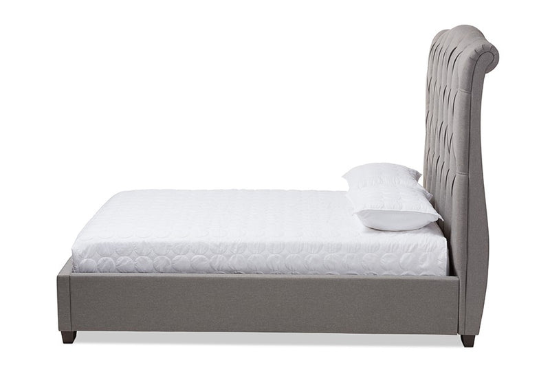 Victoire Light Grey Fabric Upholstered Platform Bed (King) iHome Studio