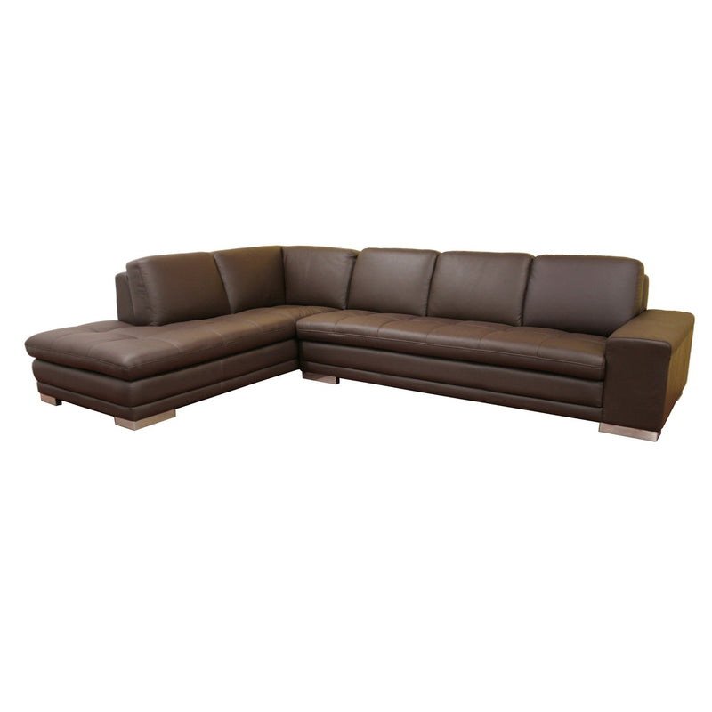 Callidora Dark Brown Leather Sectional Sofa w/Mirror Sided Feet Reverse iHome Studio