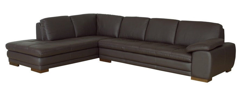 Diana 2pcs Dark Brown Leather Sofa/Chaise Sectional Reverse iHome Studio
