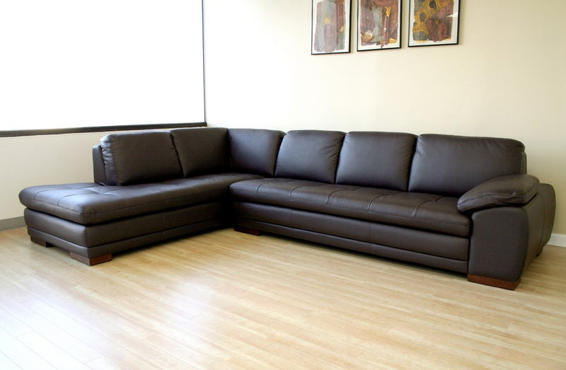 Diana 2pcs Dark Brown Leather Sofa/Chaise Sectional Reverse iHome Studio
