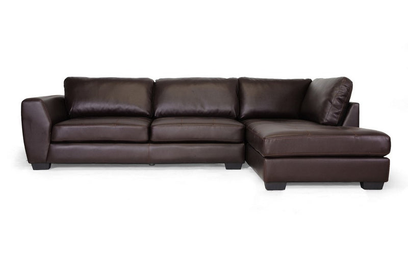 Orland Brown Bonded Leather Sectional Sofa Set w/Right Facing Chaise iHome Studio