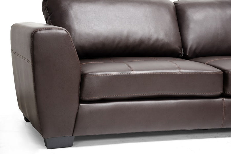 Orland Brown Bonded Leather Sectional Sofa Set w/Right Facing Chaise iHome Studio