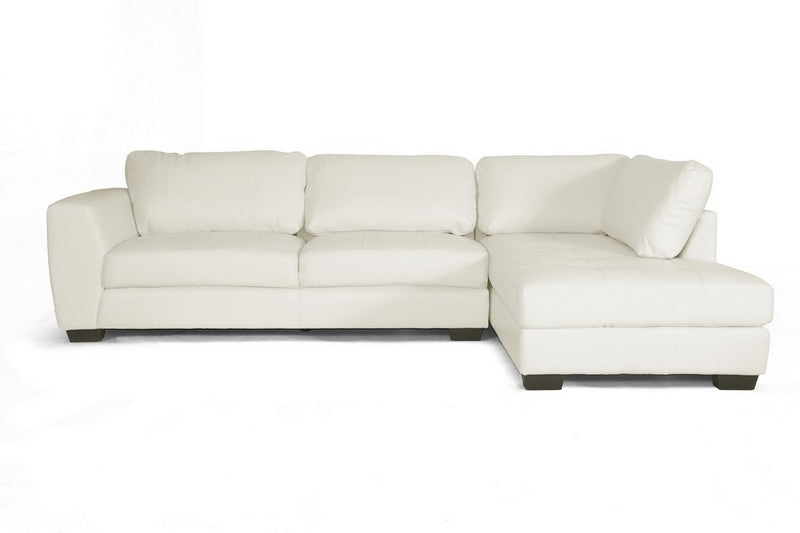 Orland White Bonded Leather Sectional Sofa Set w/Right Facing Chaise iHome Studio