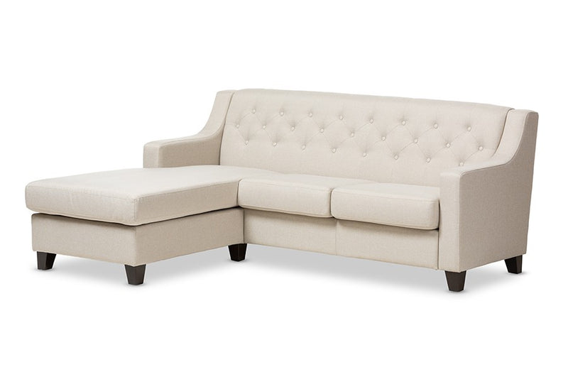 Arcadia 2pcs Light Beige Fabric Upholstered Button-Tufted Sectional Sofa iHome Studio
