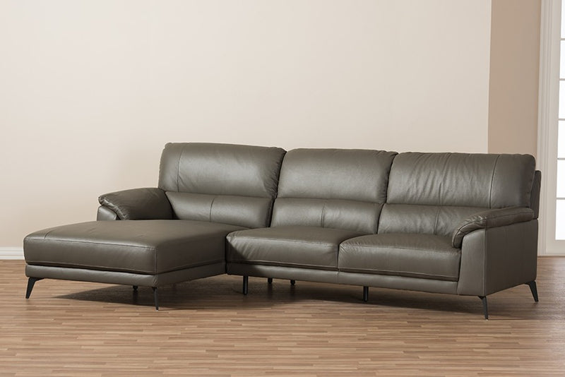 Radford 2pcs Dark Grey Faux Leather Left Facing Chaise Sectional Sofa iHome Studio
