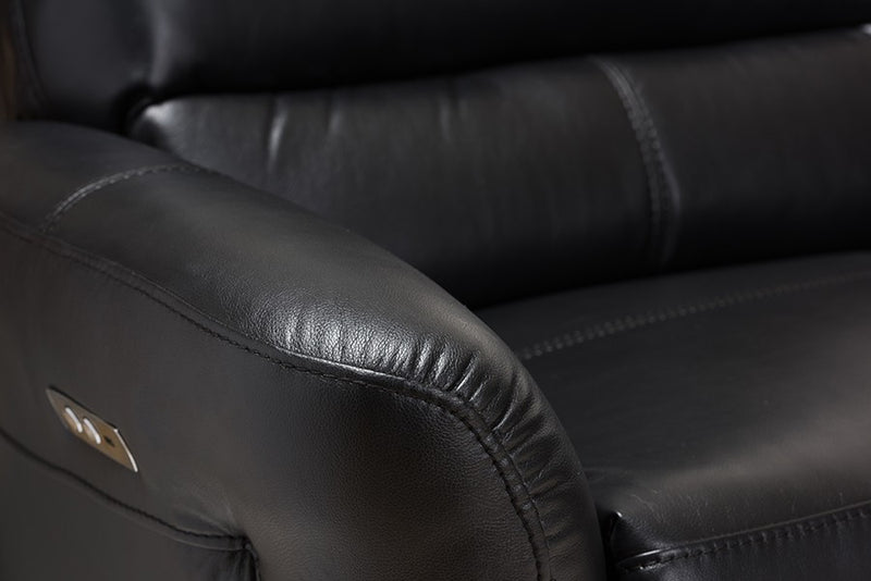 Amaris 5pcs Black Bonded Leather Power Reclining Sectional Sofa w/USB Ports iHome Studio