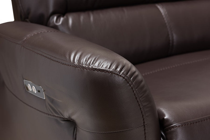 Amaris 5pcs Dark Brown Bonded Leather Power Reclining Sectional Sofa w/USB Ports iHome Studio
