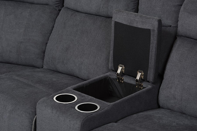 Sabella 7pcs Dark Grey & Light Grey Two-Tone Fabric Reclining Sectional Sofa iHome Studio
