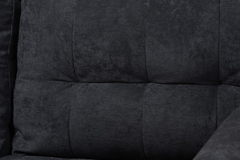 Mireille Dark Grey Fabric Upholstered Sectional Sofa w/Chrome Plated Legs iHome Studio