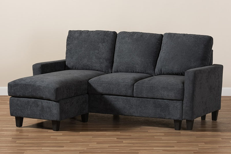 Grayson Dark Grey Fabric Upholstered Sectional Sofa w/Reversible Chaise iHome Studio