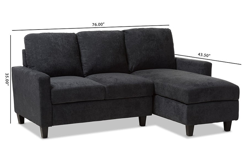 Grayson Dark Grey Fabric Upholstered Sectional Sofa w/Reversible Chaise iHome Studio