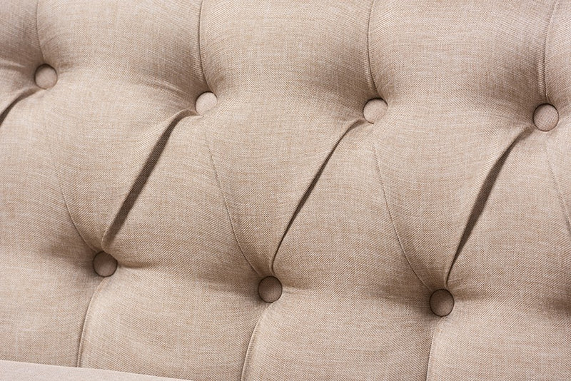 Geneva Beige Fabric Button-Tufted 2-Seater Loveseat iHome Studio