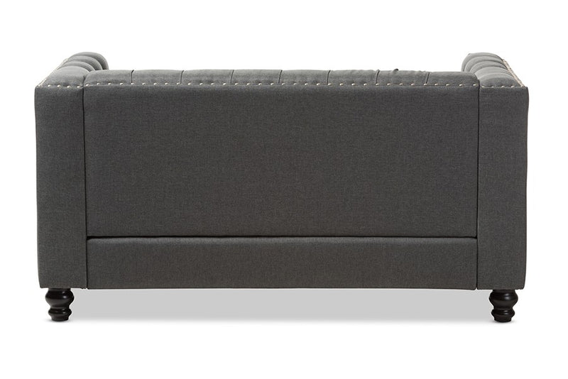 Geneva Grey Fabric Button-Tufted 2-Seater Loveseat iHome Studio