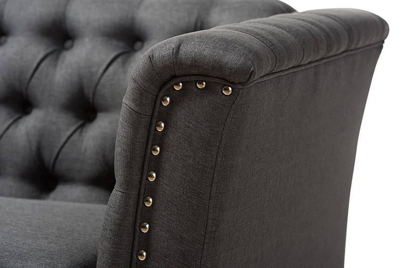 Prima Grey Fabric Button-Tufted 2-Seater Loveseat iHome Studio