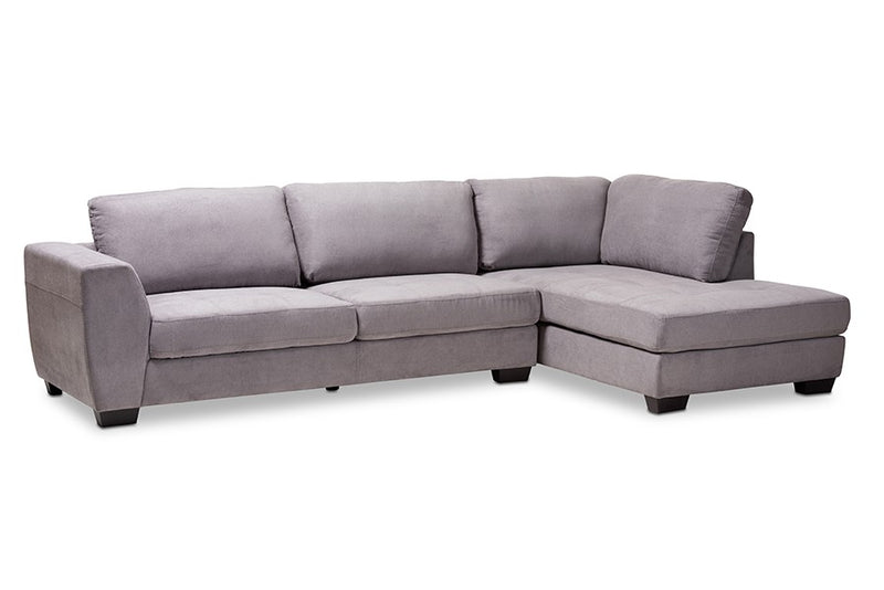 Petra Gray Fabric Upholstered Right Facing Sectional Sofa iHome Studio