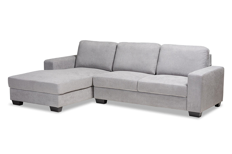 Nevin Light Grey Fabric Upholstered Sectional Sofa with Left Facing Chaise iHome Studio