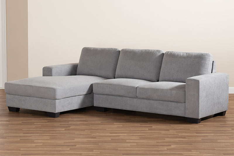 Nevin Light Grey Fabric Upholstered Sectional Sofa with Left Facing Chaise iHome Studio